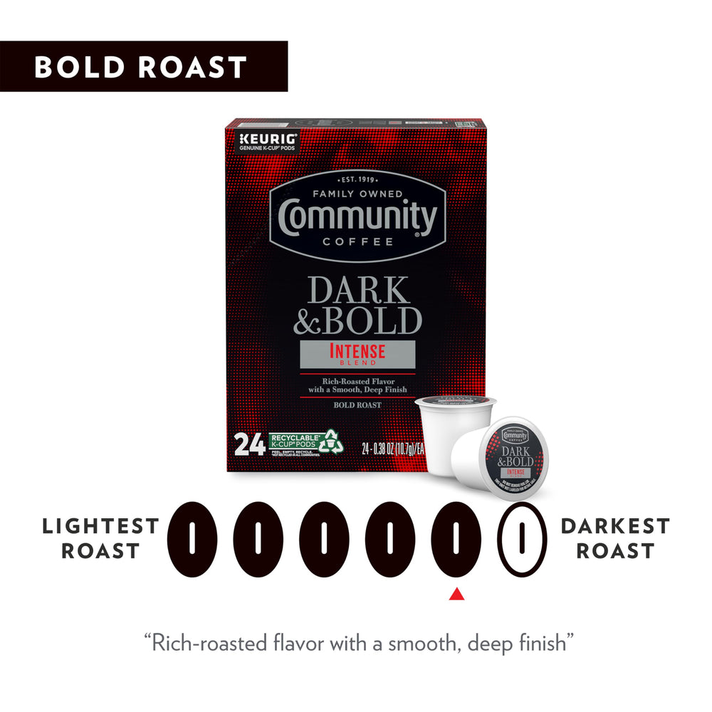 Community Coffee 100% Arabica beans deliver smooth, bold taste.