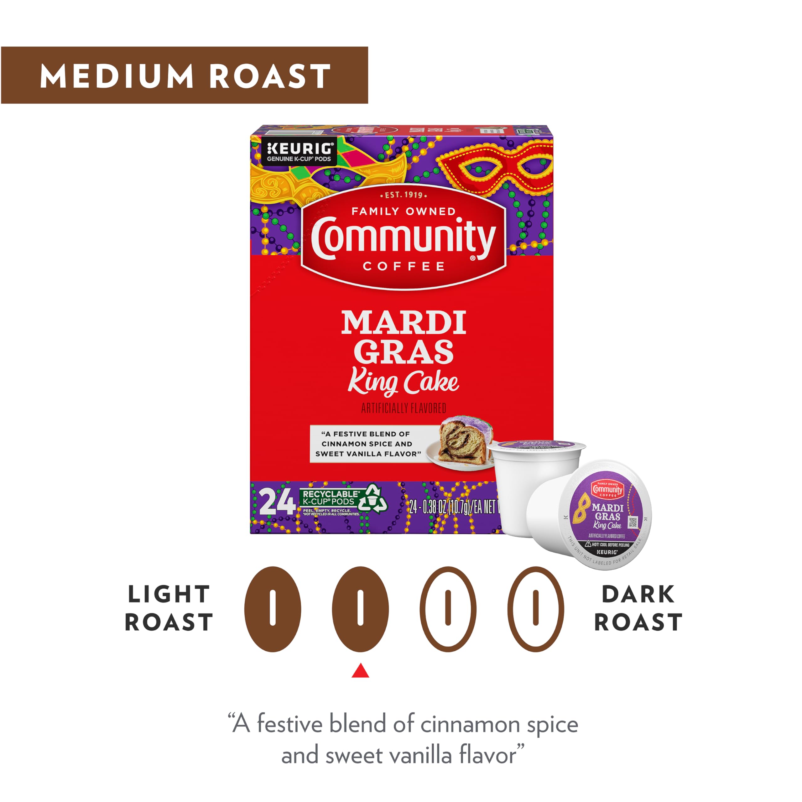 Community Coffee 24-count pack provides convenient daily caffeine option.