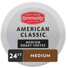Community Coffee American Classic K-Cup pods brew with Keurig 2.0 compatibility.