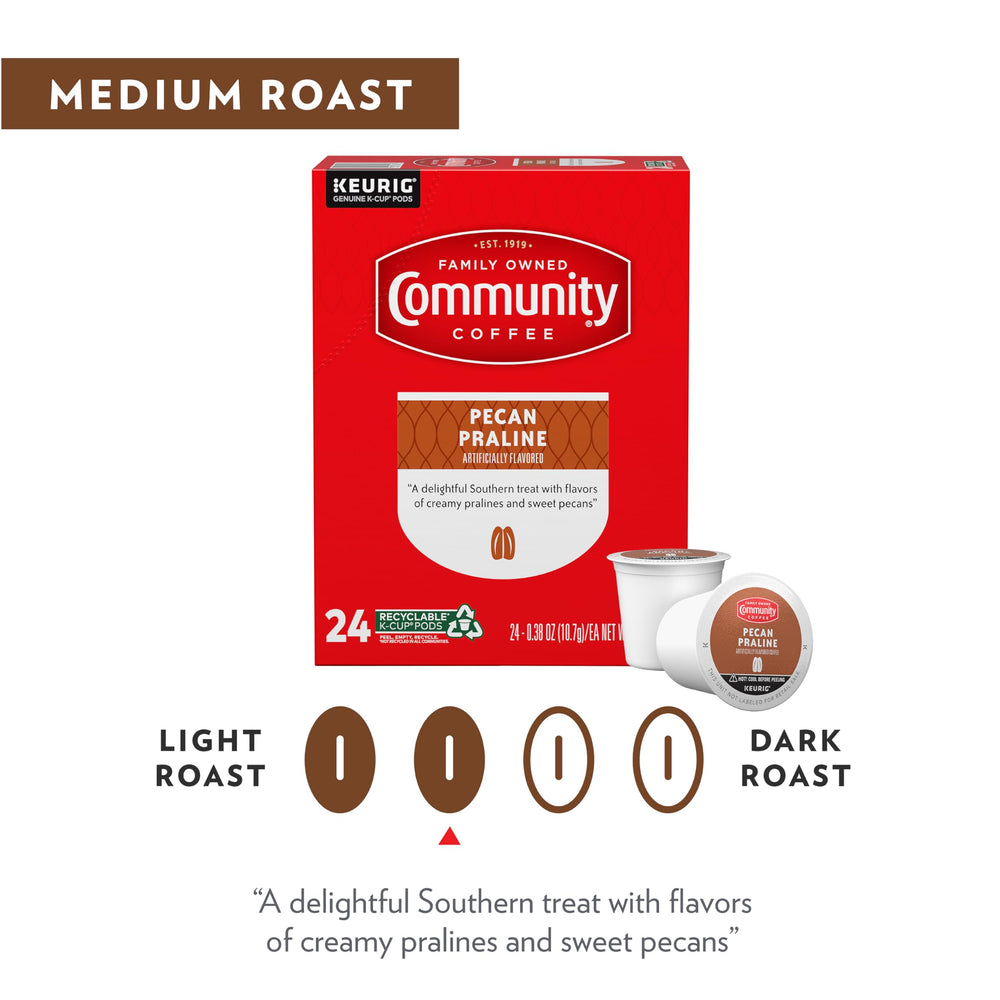 Community Coffee packaging and beans suggesting quality and heritage.