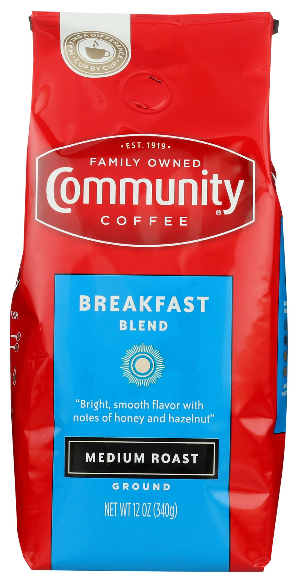 Community Coffee Breakfast Blend ground bag ready for a smooth morning brew