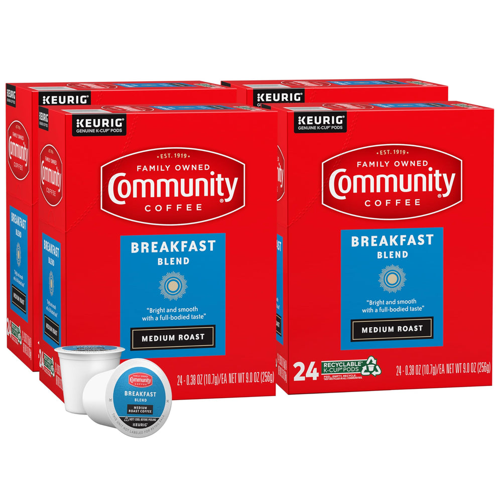 Community Coffee Breakfast Blend pod-brew for a smooth morning cup.