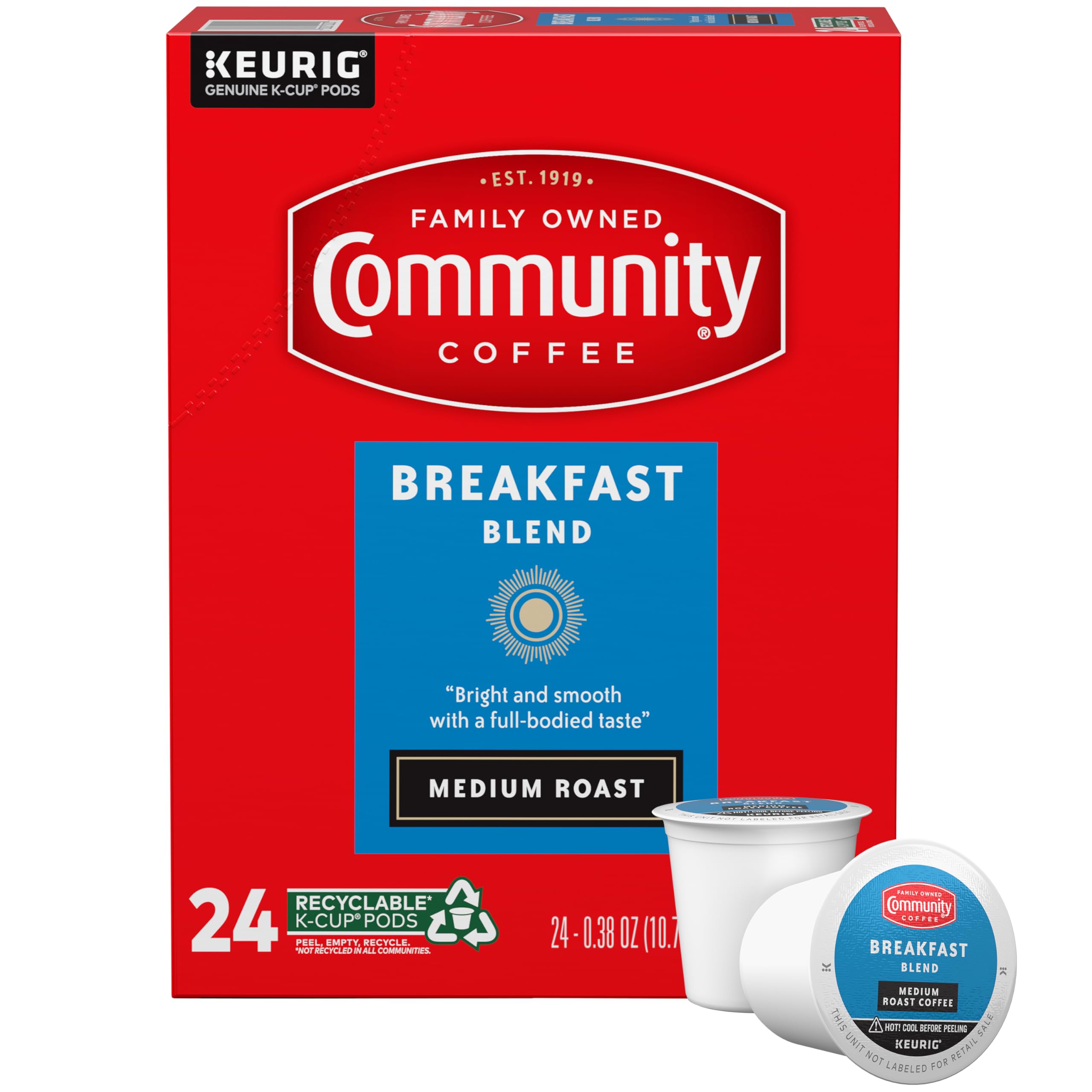 Community Coffee Breakfast Blend pods ready for quick mornings