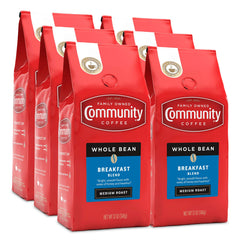 Community Coffee Breakfast Blend whole beans ready for fresh morning grinding.