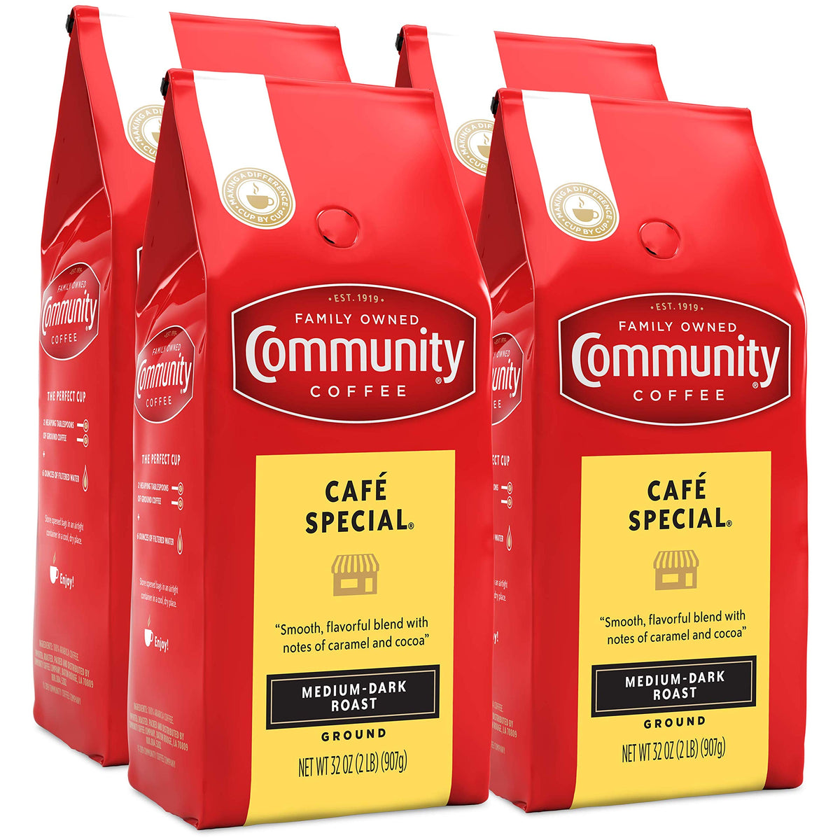 Community Coffee Café Special Blend 4-pack box, ideal for bulk home use.