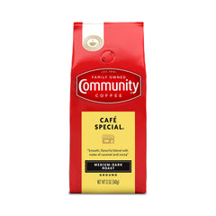 Community Coffee Cafe Special Blend bag front, signaling cafe-quality flavor for home.