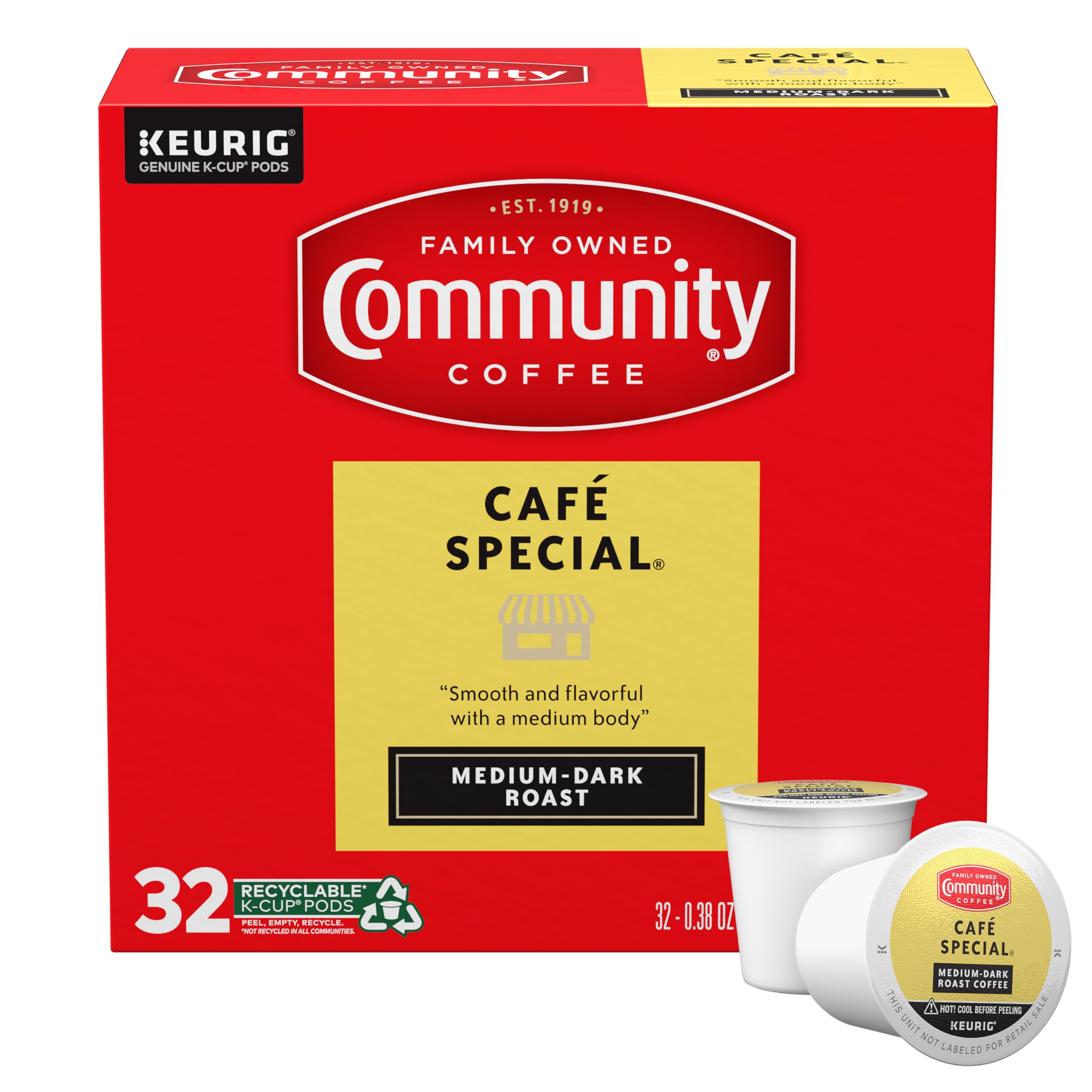 Community Coffee Cafe Special box with single-serve pods for quick home brewing
