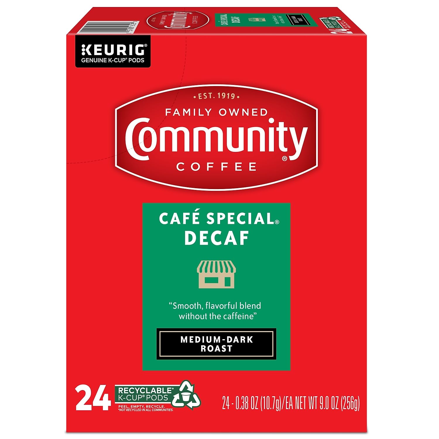Cup of Cafe Special Decaf showing a smooth, full-bodied pour.