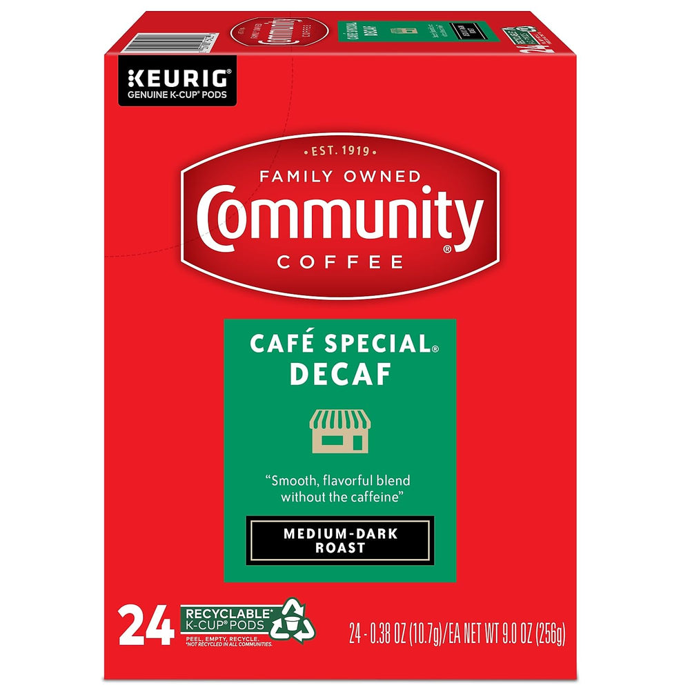 Cup of Cafe Special Decaf showing a smooth, full-bodied pour.