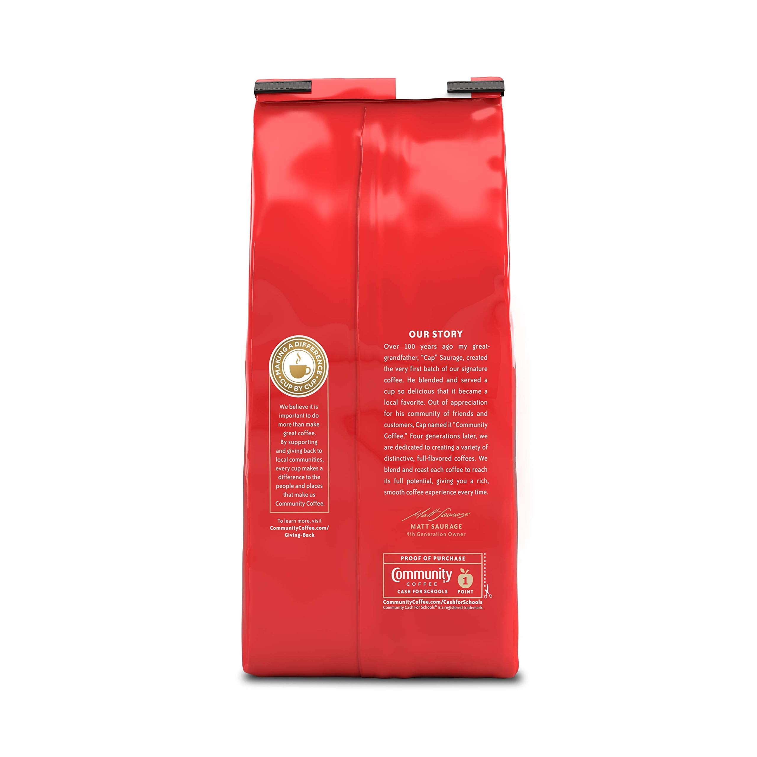 Community Coffee Cafe Special Decaf ground bag ready for drip brewing.
