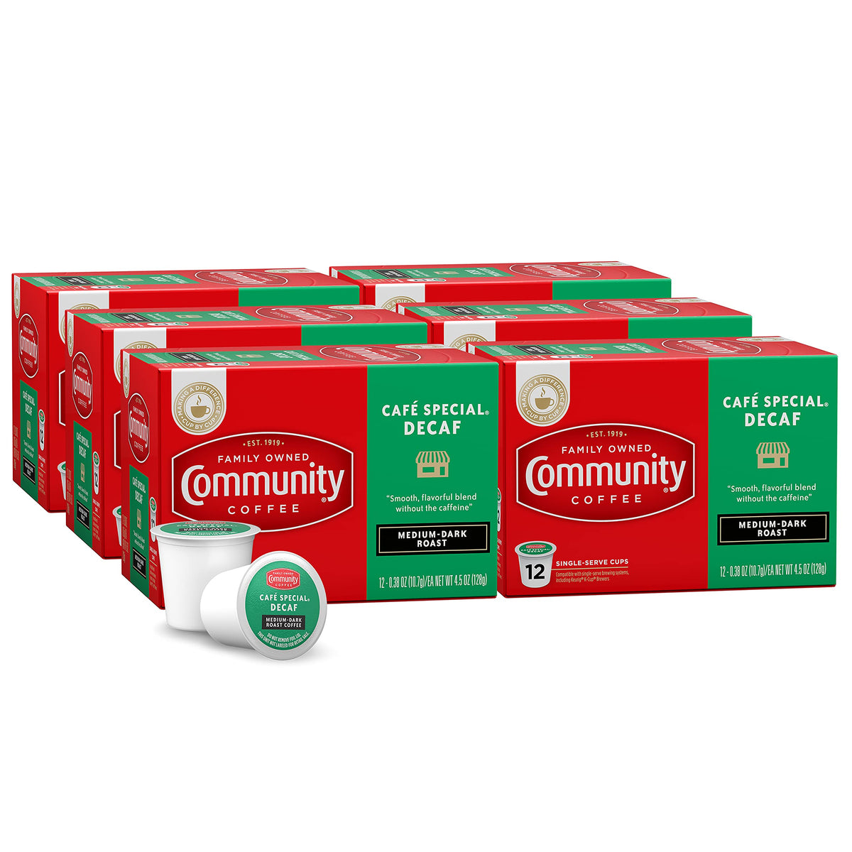 Community Coffee Cafe Special Decaf pods pack ready for quick mornings
