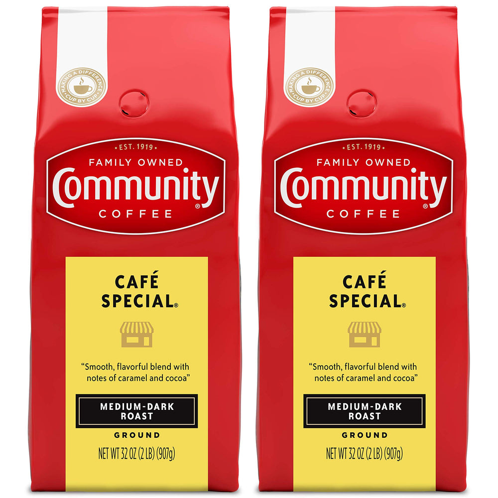 Community Coffee Cafe Special ground coffee in a 64 oz pack for home brew