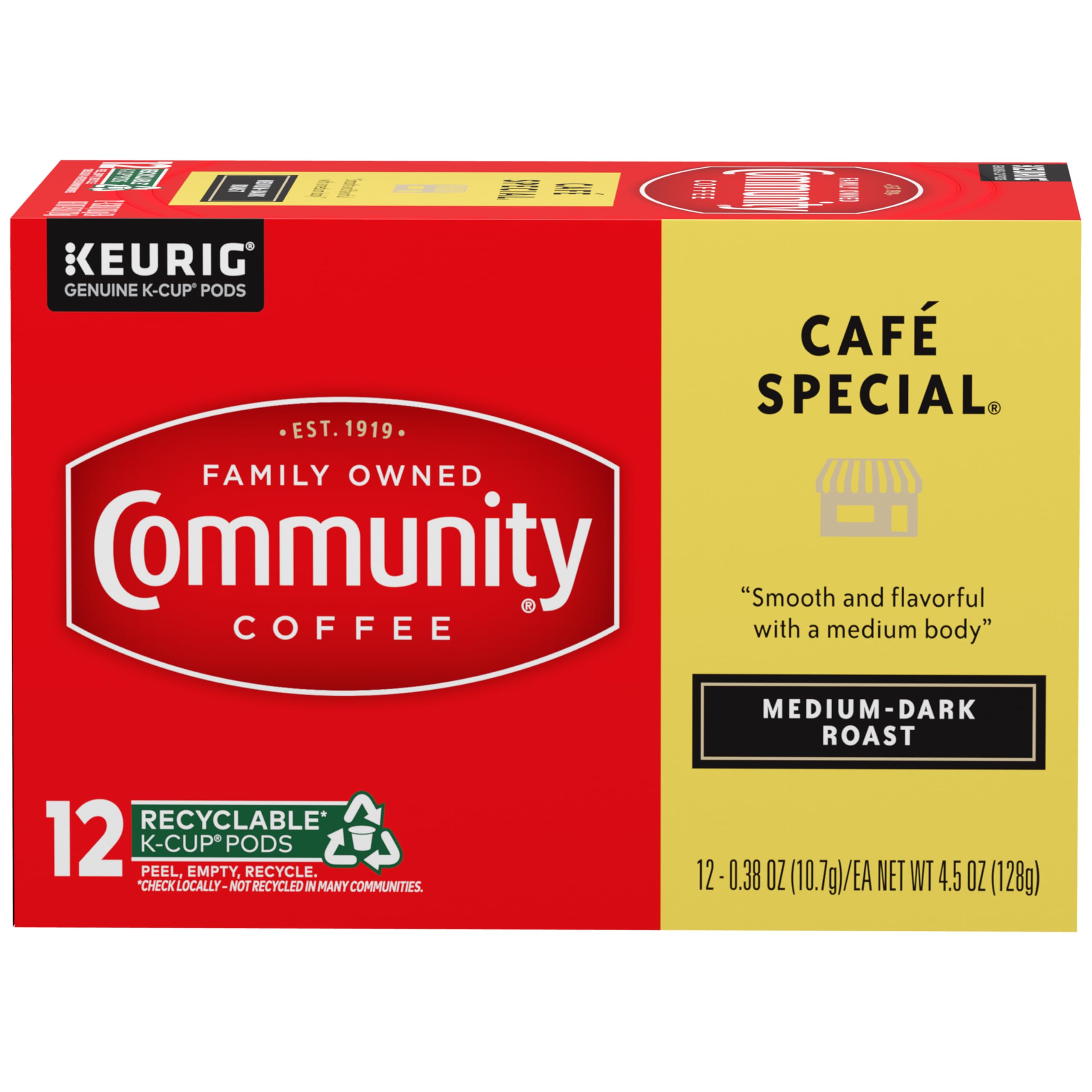 Community Coffee Cafe Special pod pack showing a convenient 12-pack for home use