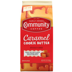 Community Coffee caramel cookie butter ground coffee bag for flavorful mornings