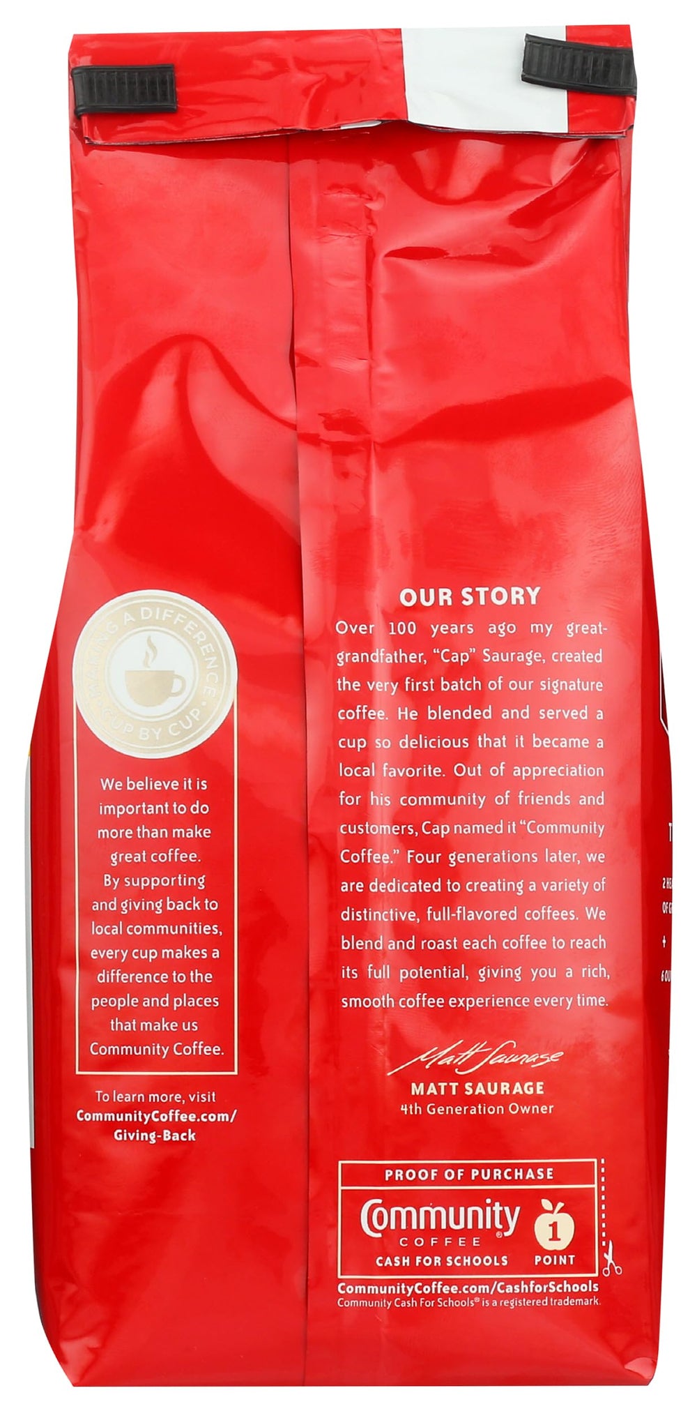 Community Coffee Chicory ground coffee steaming mug evokes cafe au lait vibes