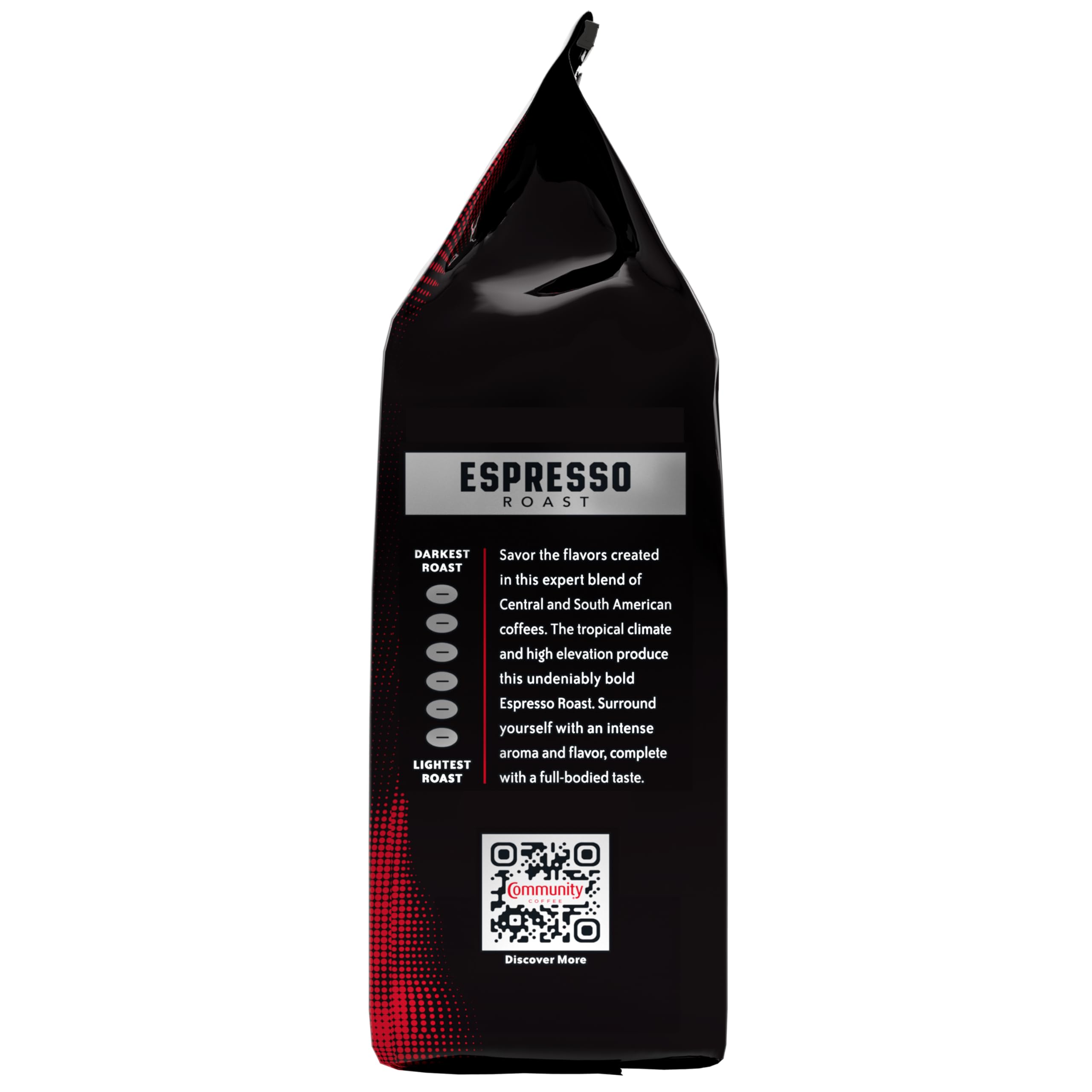 Community Coffee Dark & Bold Espresso Blend espresso shot demonstrates rich crema potential.