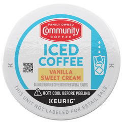 Dark roast Community Coffee iced pods brewed over ice for a bold, refreshing sip.