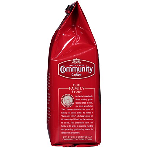 Cup of Community Coffee Half-Caff with a smooth finish.