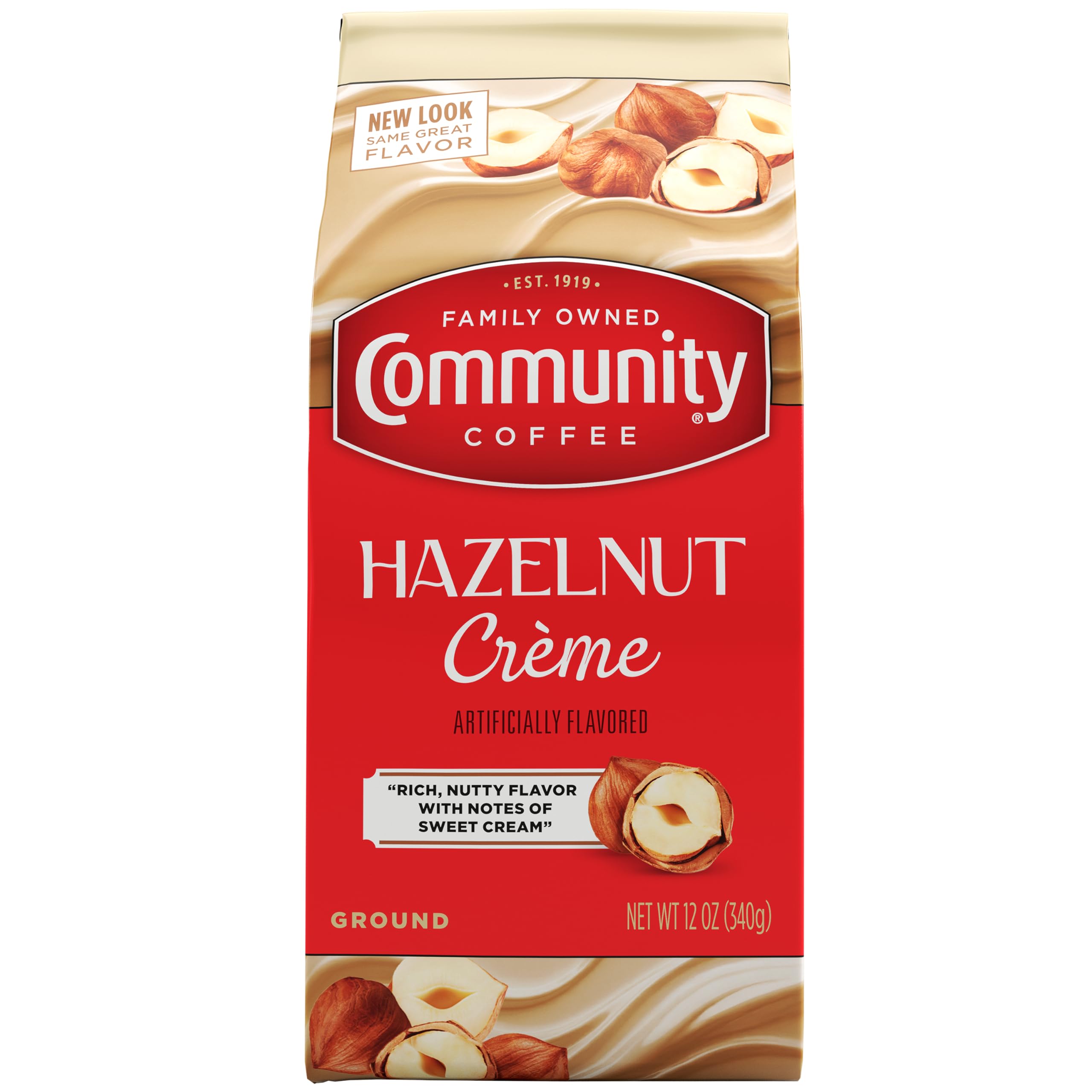Community Coffee Hazelnut Creme 12oz pack front view for everyday drip brewing