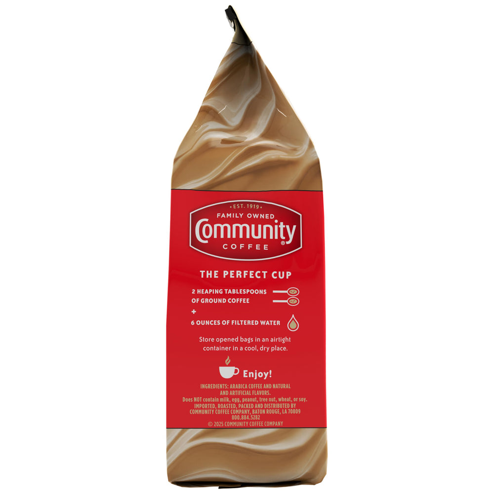 Community Coffee Hazelnut Creme aroma rising from a steaming cup.