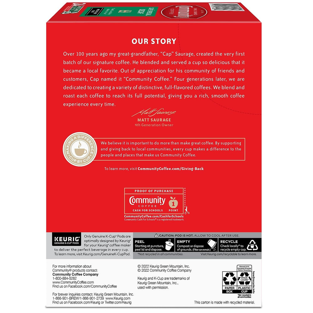Heritage image featuring Community Coffee branding with a steaming mug.