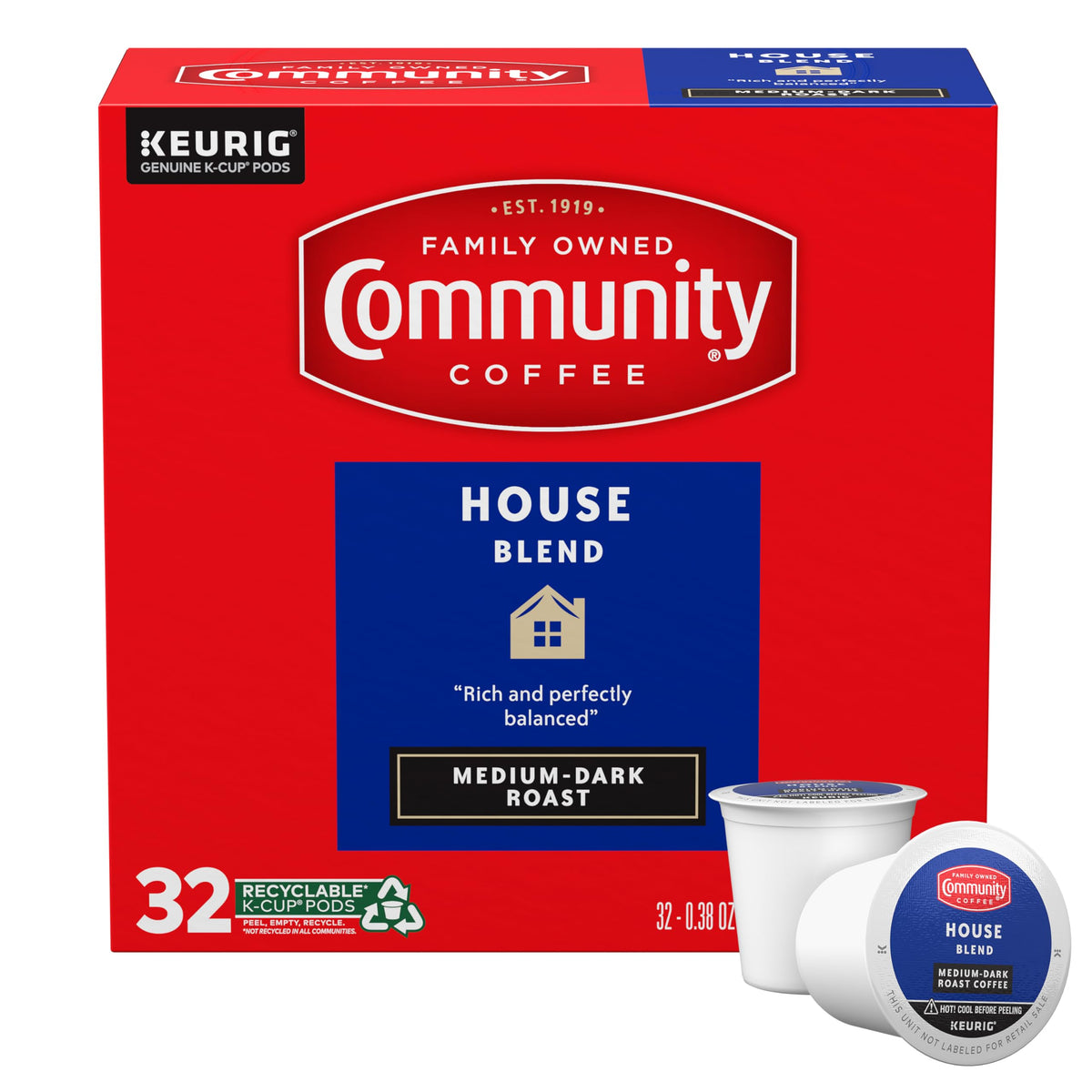 Community Coffee House Blend cup with smooth, balanced aroma.