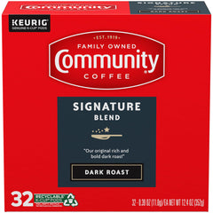 K-Cup pod dispensing into Keurig for a quick Community Coffee cup