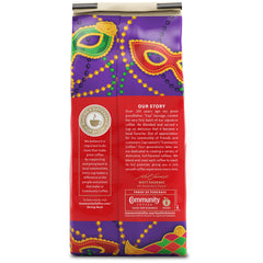 Community Coffee Mardi Gras King Cake ground coffee for pour-over, delivering fragrant spice notes.