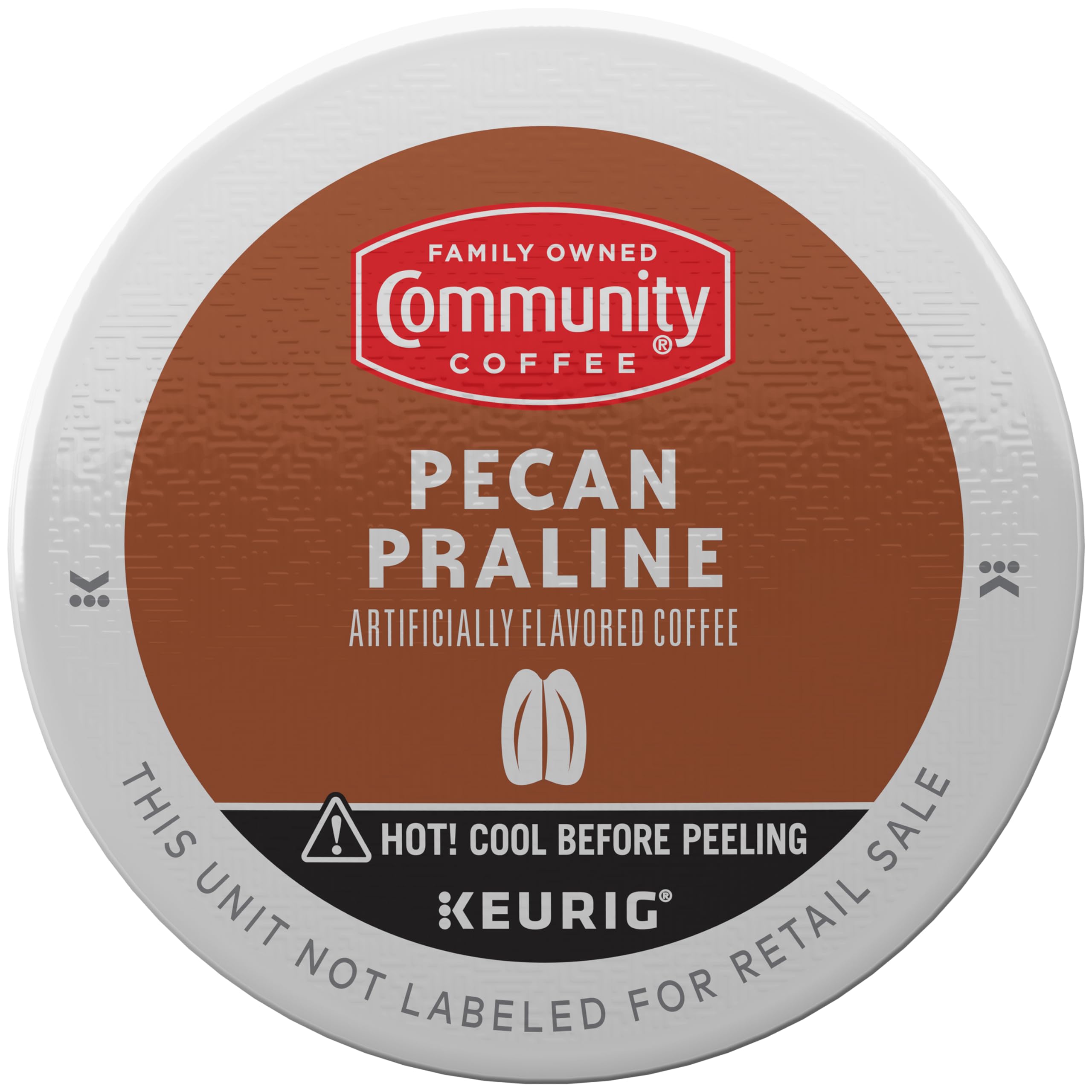 Community Coffee Pecan Praline pod box showing convenient single-serve flavor option.
