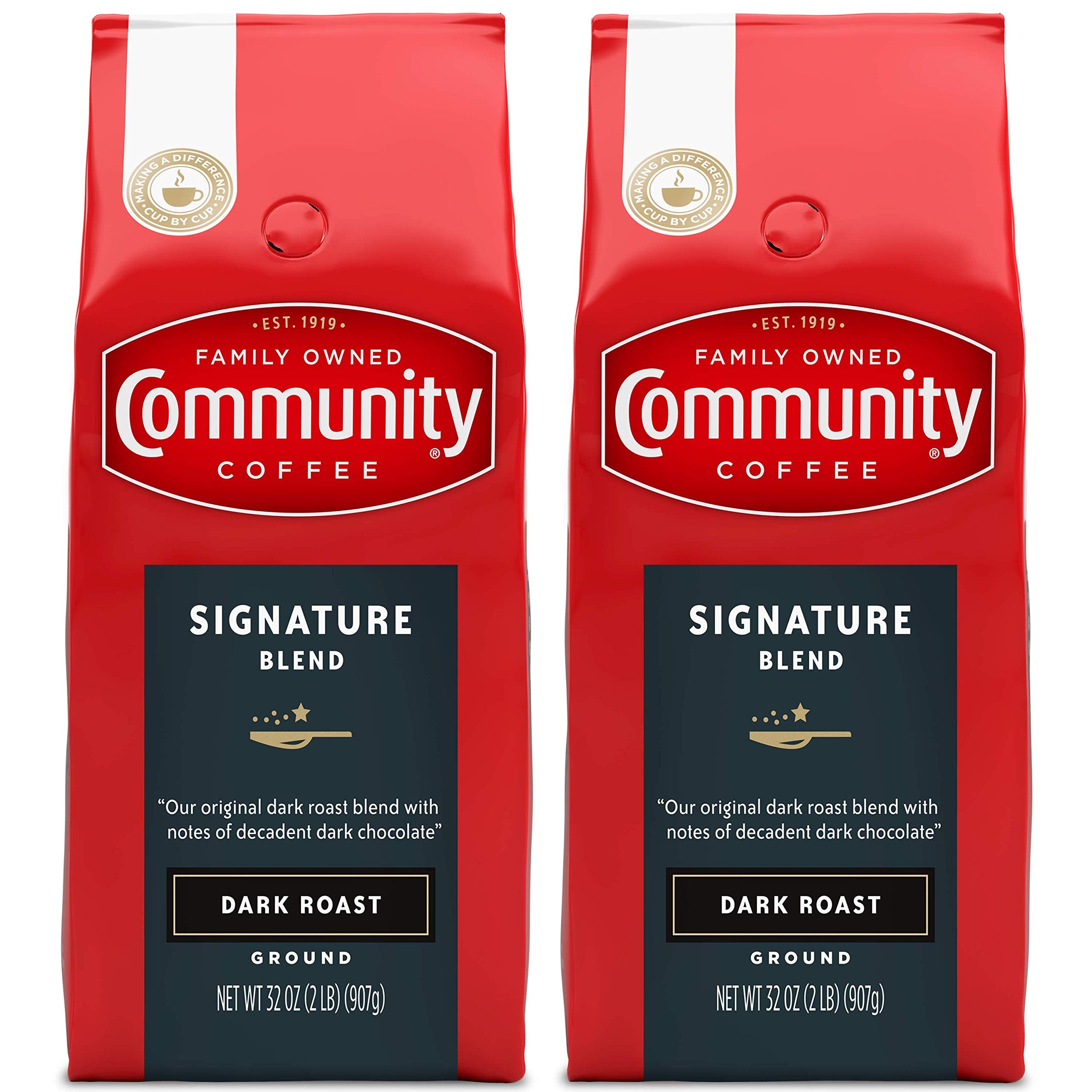 Community Coffee Signature Blend 2-pack 32 oz bags for versatile home brewing.