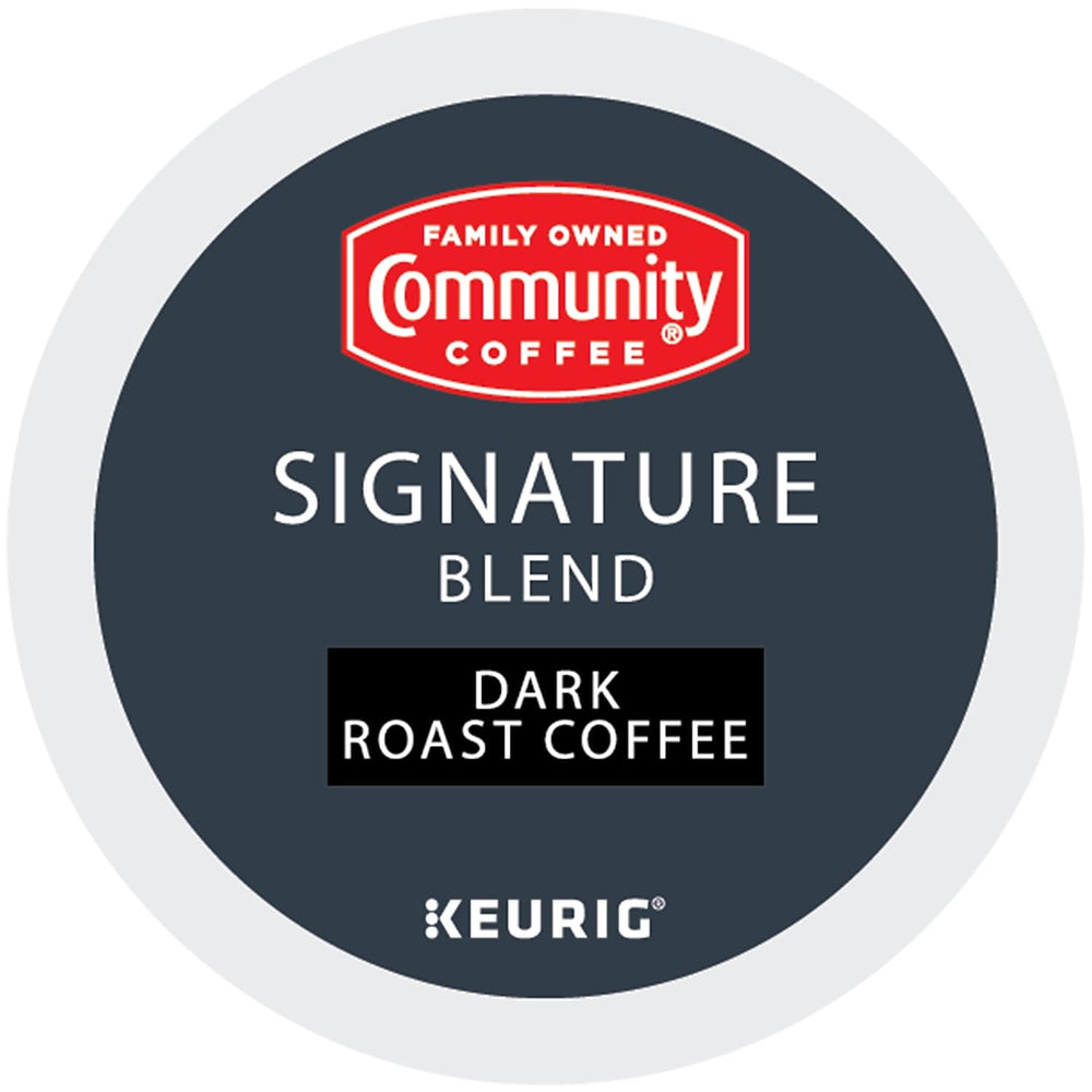 Brewed Community Coffee Signature Blend cup showcasing rich dark roast notes