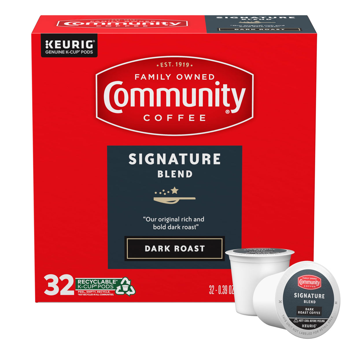 Community Coffee Signature Blend Dark Roast box for daily enjoyment