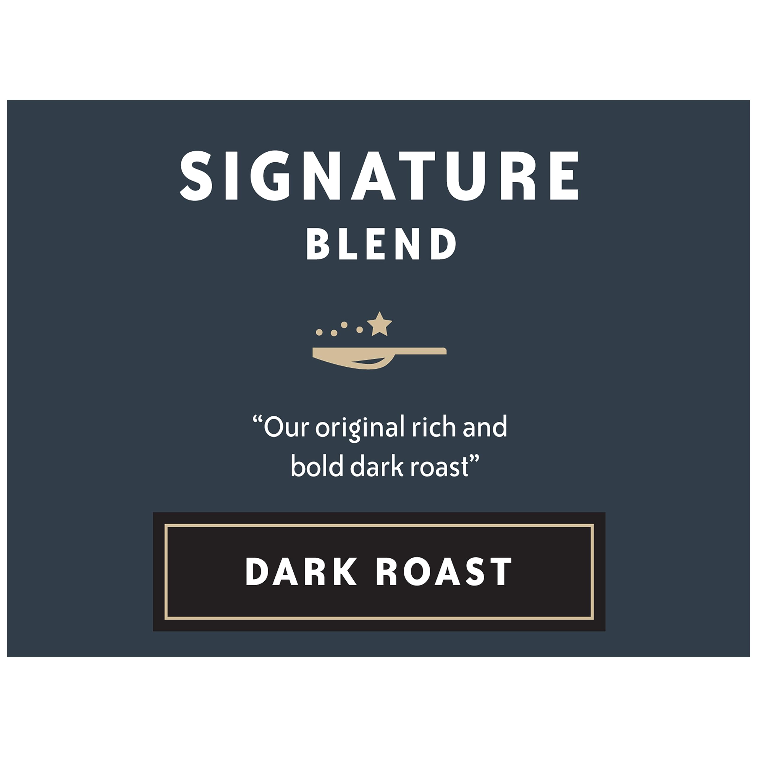 Brewed Community Coffee Signature Blend Dark Roast cup with deep chocolate finish