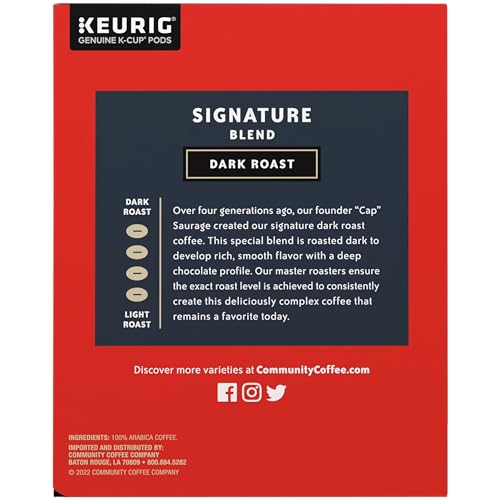 Pouring Community Coffee Signature Blend Dark Roast into a cup reveals bold, smooth flavor