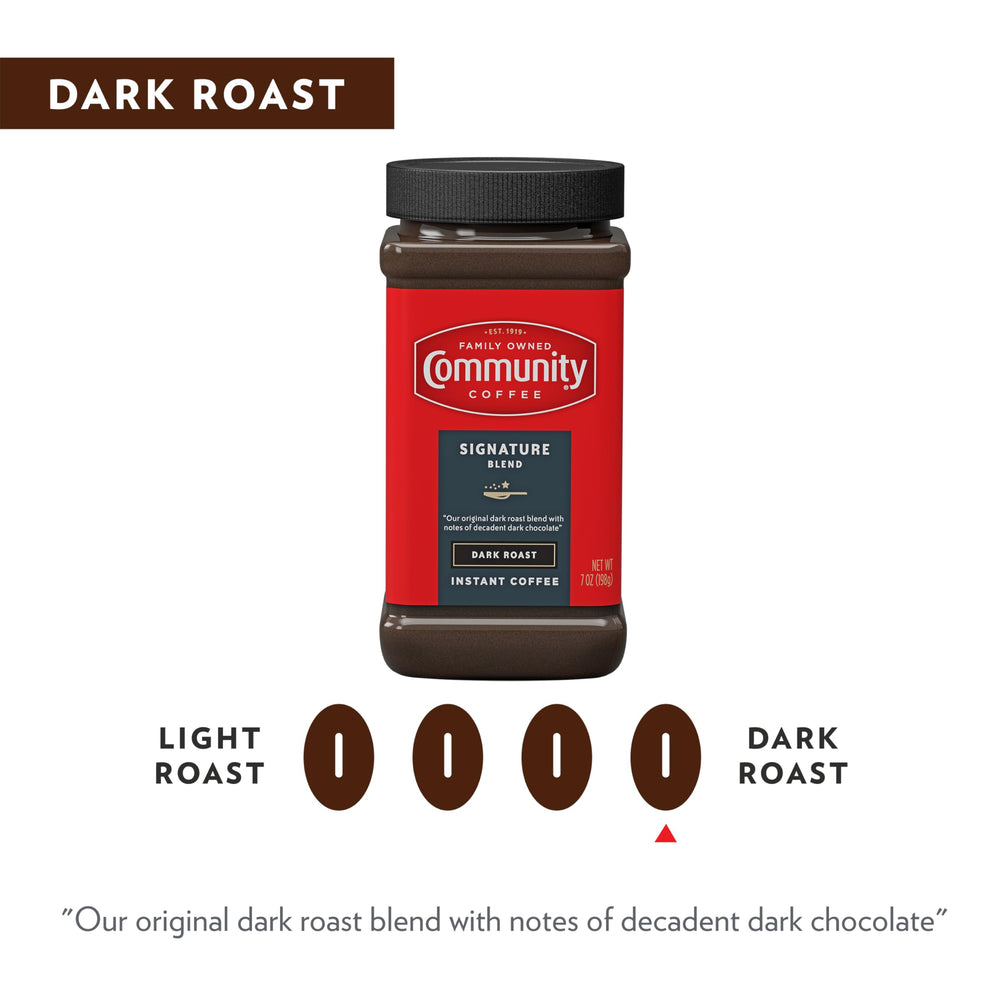 Community Coffee Signature Blend being poured into a cup for easy preparation.