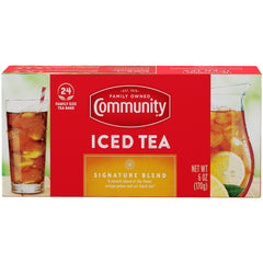 Community Coffee Signature Iced Tea box 24-count, ready for family gatherings
