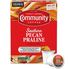 Community Coffee Southern Pecan Praline pods for Keurig brew a creamy, balanced cup.