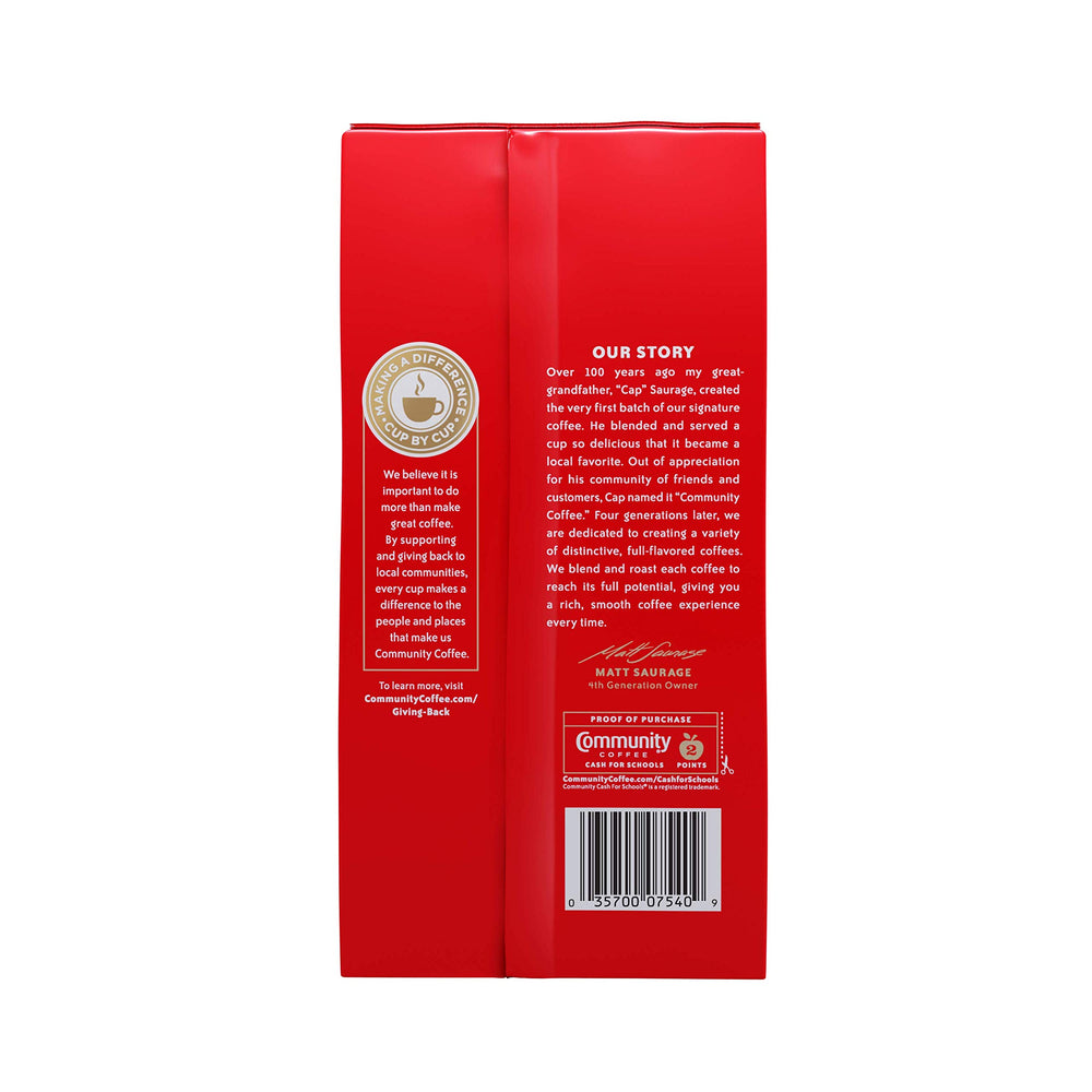 Community Coffee vacuum-sealed freshness packaging preserves aroma from bag to cup