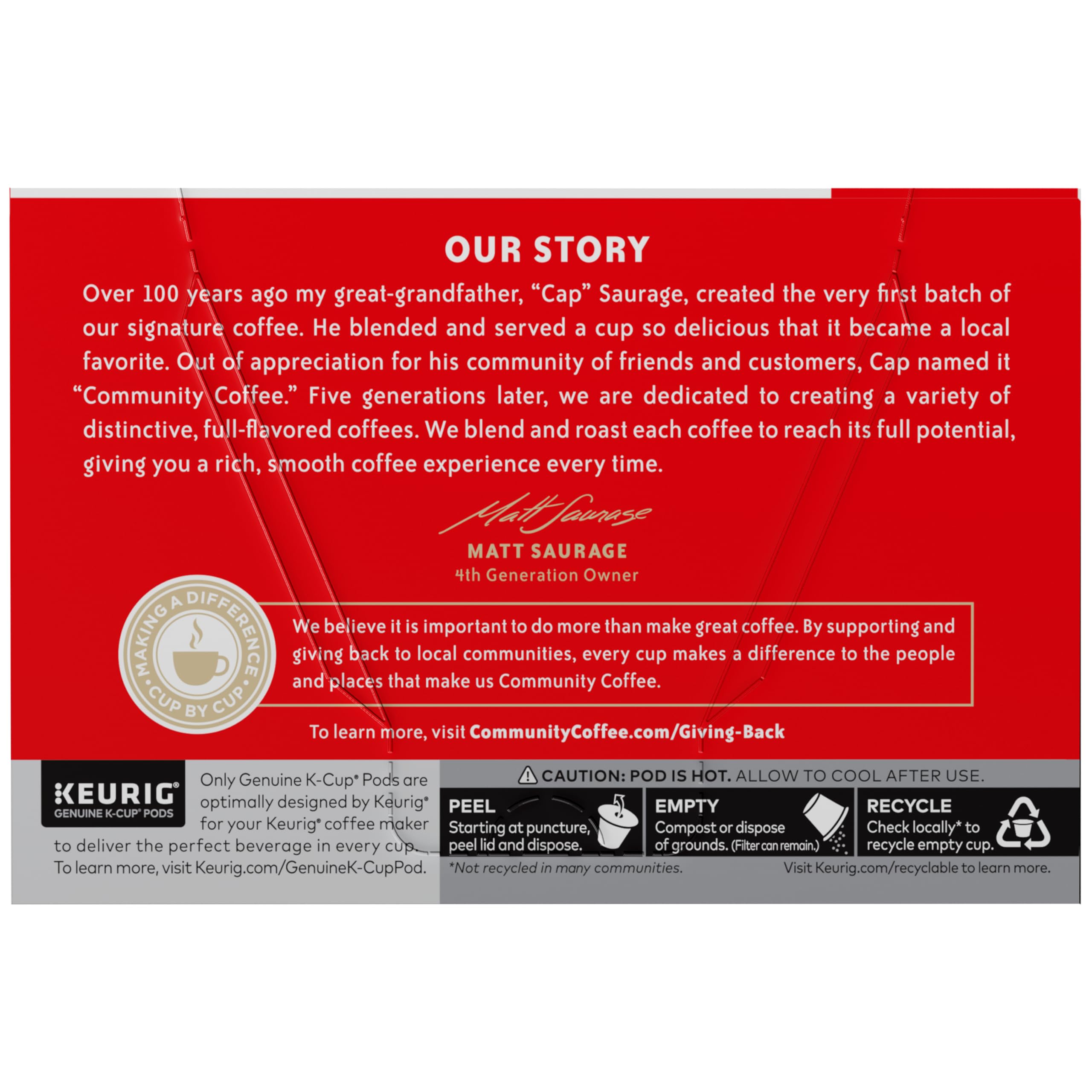 Vanilla Sweet Cream label on Community Coffee pod packaging highlighting natural flavors.