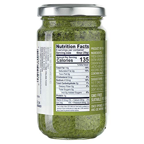 Compagnia Sanremo Pesto being poured reveals glossy sauce ideal for spaghetti