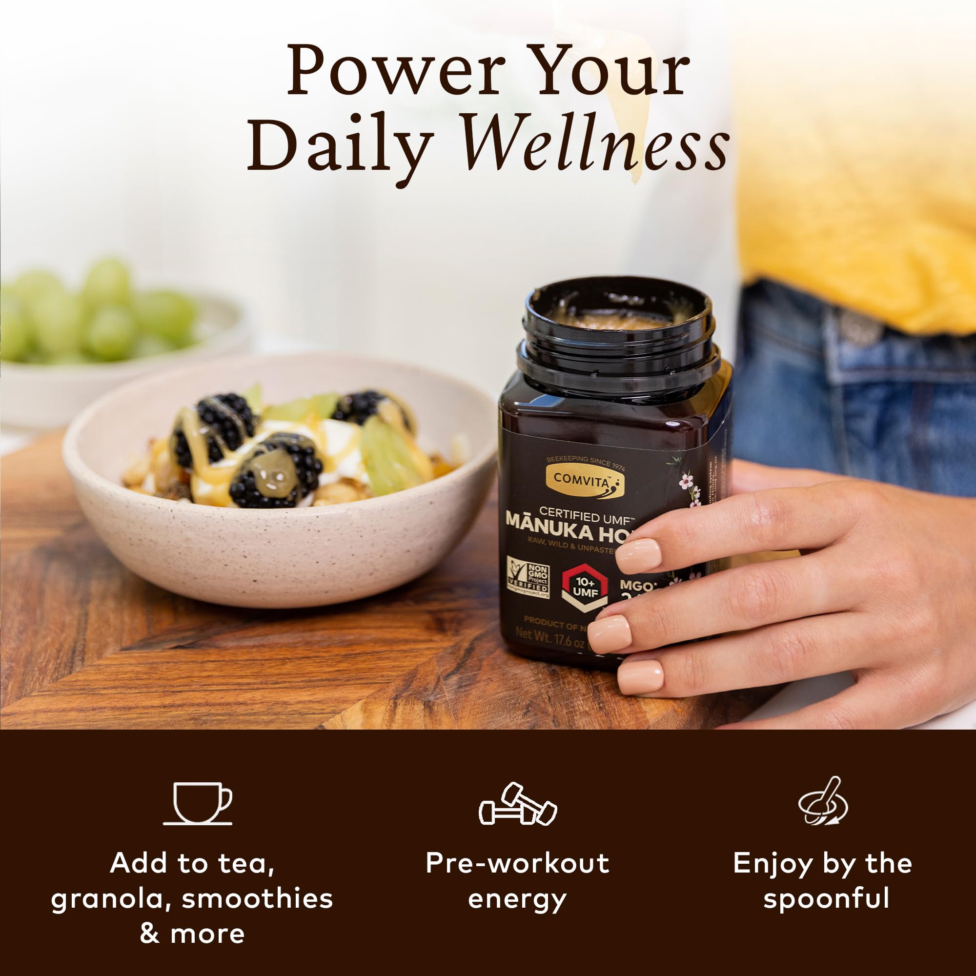 COMVITA Manuka Honey UMF 10+ used in a facial mask for glow.
