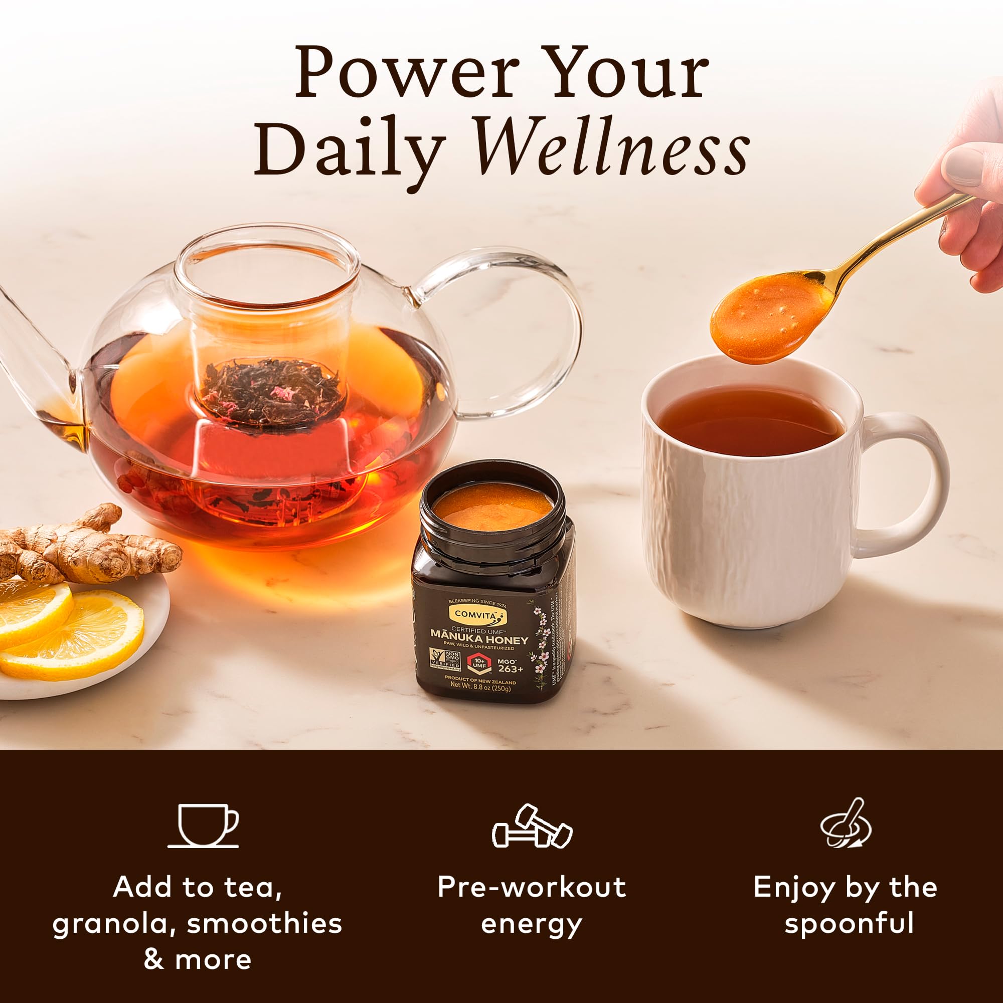 Comvita Manuka honey use tea spoon convenient