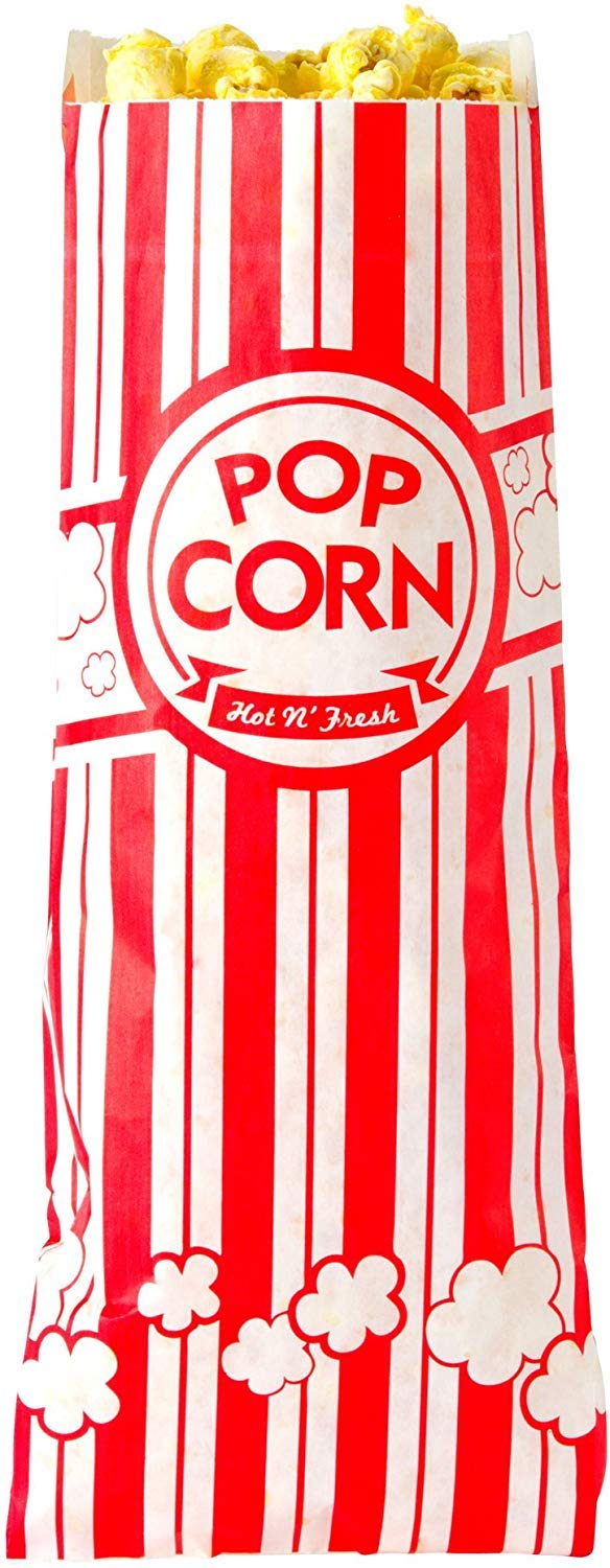 Concession Essentials 1oz popcorn bag front design attracts impulse buyers at events