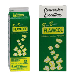 Concession Essentials 35oz Better Butter Flavacol popcorn salt carton shown for stands