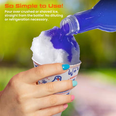 Concession Express cotton candy snow cone syrup creates whimsical cones for parties