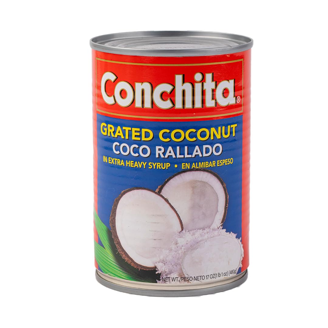 Conchita grated coconut package close-up for tropical baking flavor.