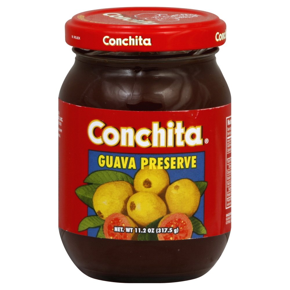 Conchita Guava Preserves jar enhances toast with tropical sweetness.