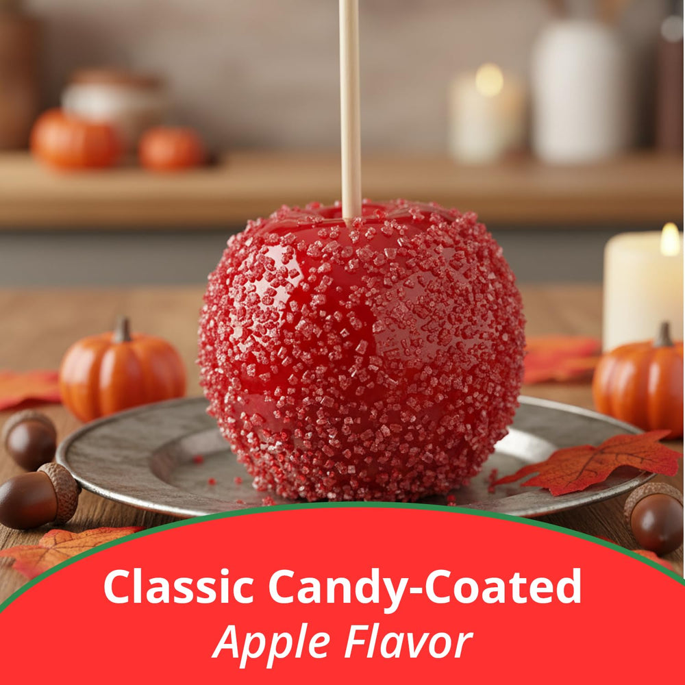 Concord Foods Candy Apple Kit finished apples on a decorative tray