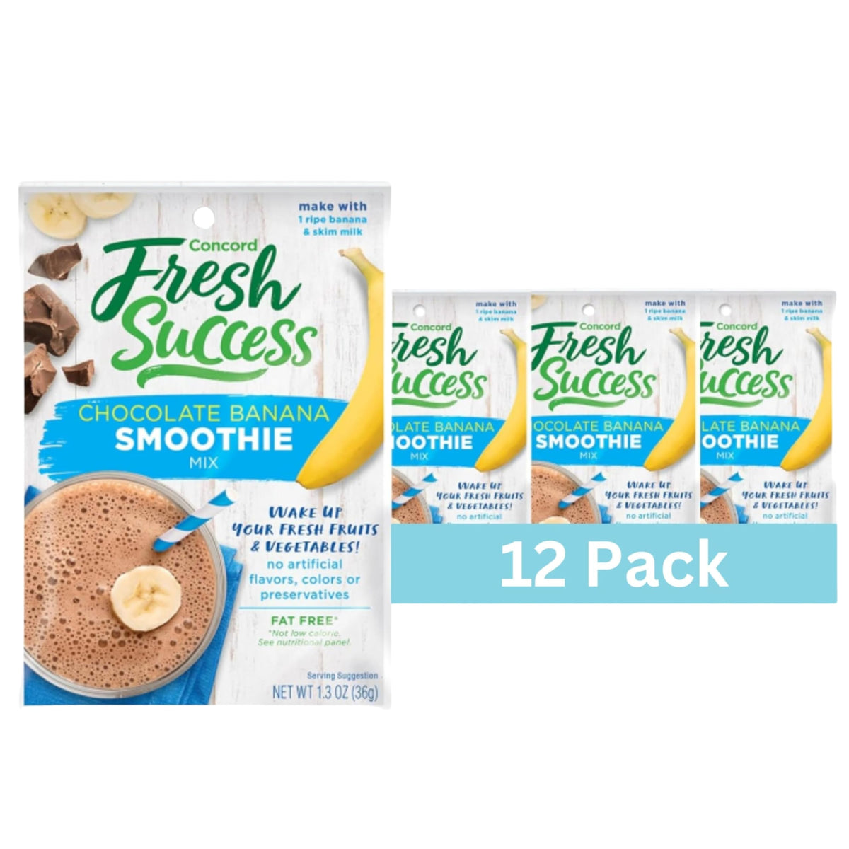 Concord Foods Chocolate Banana Smoothie Mix front-pack image, ideal for quick fruit smoothies