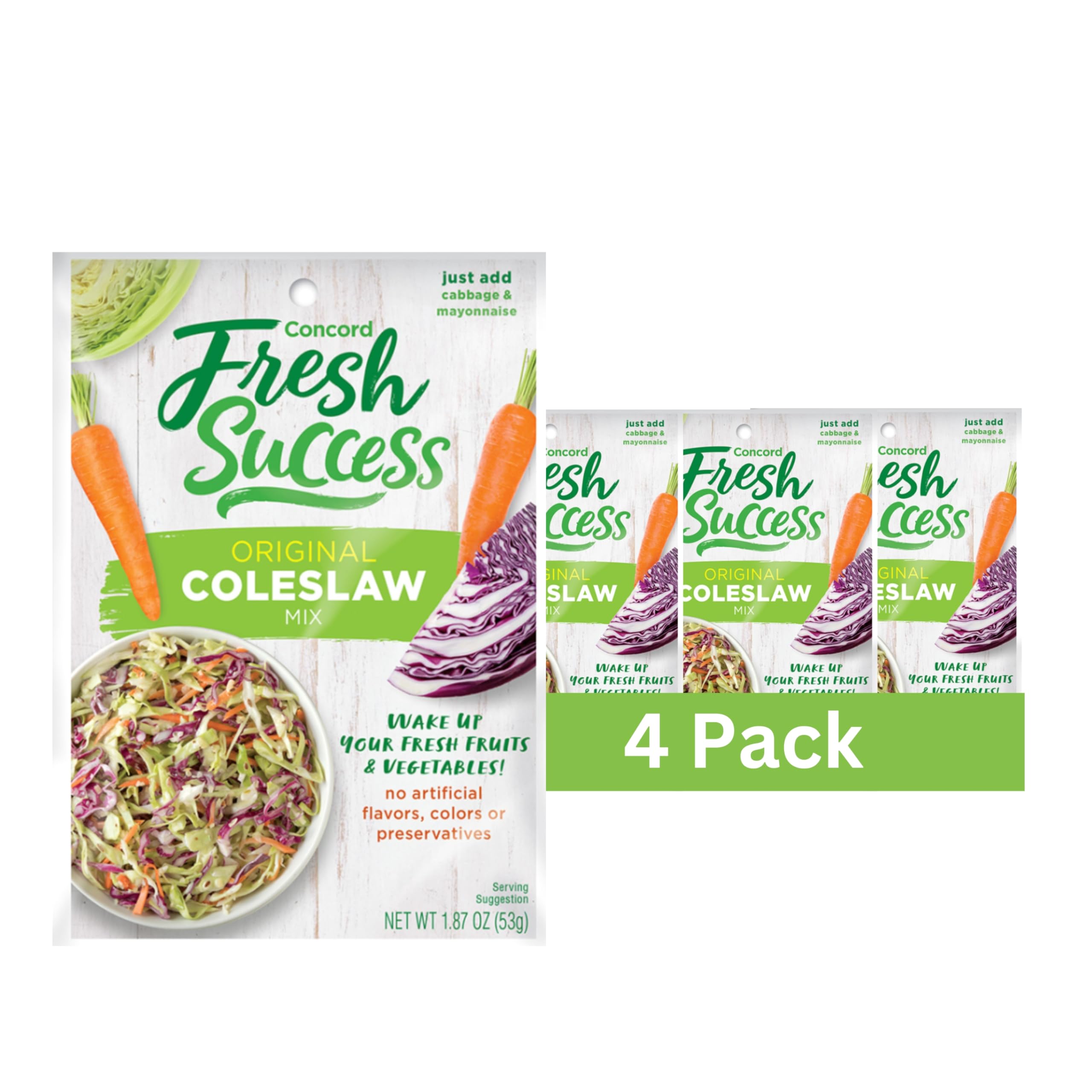 Concord Foods Coleslaw Seasoning packaging showcases a convenient ready-to-use mix.